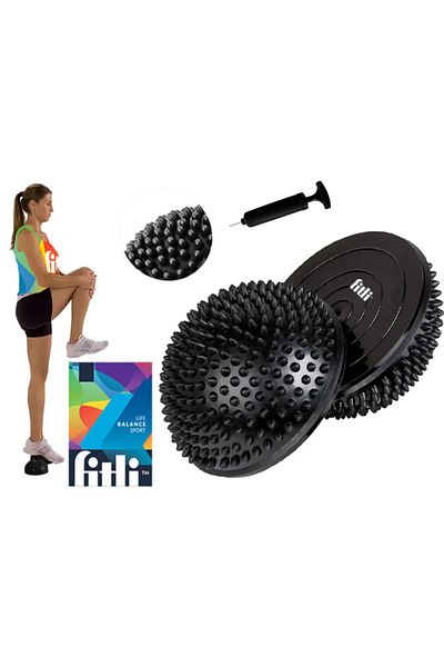 Fitli Set doua emisfere senzoriale pentru exercitii de echilibru, 16 cm, Negru