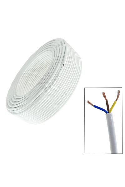 OEM MYYM electrical cable roll, 3 x 0.75 mmp, copper, 100m, CEMYYM-3-0.75MM-WH, 3C, 300/500V, white