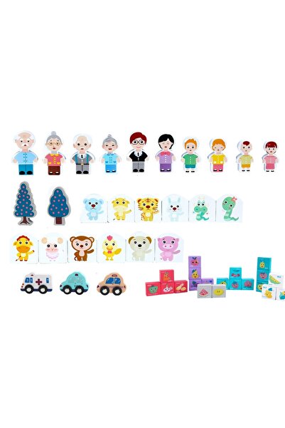 ideal STORE The Merry Town idealSTORE Wooden Cube Construction Set, Includes Puzzle Mat, 184 elements