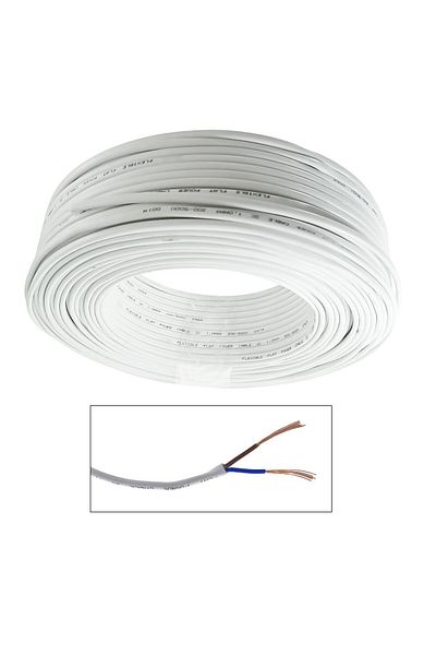 OEM MYY-UP electrical cable roll, 2 x 1 mm2, copper, 100m, CEMYY-UP2-1MM-WH, 2C, 300/500V, white