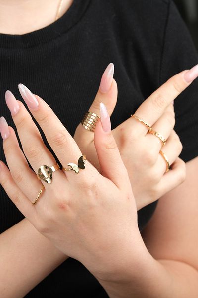 Jack Ferrero Women's Gold Color Non-Fade Ring Set