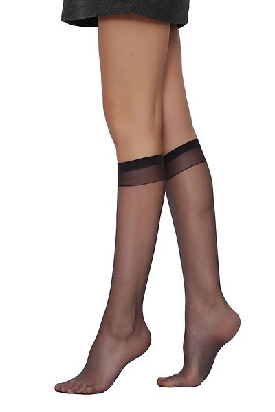 Daymod Women's Smoked Lady Fity 15 Thin Shiny Toeless Knee High Socks Pack of 6