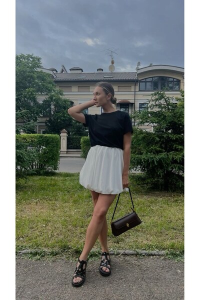 GIA - ART Fusta cu talie înaltă pentru femei – țesătură strălucitoare din satin de mătase albă