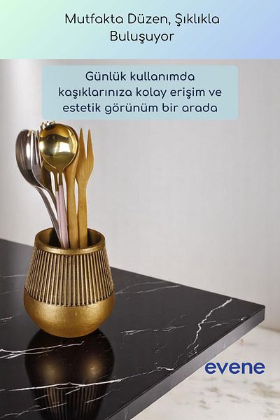 Evene Suport pentru tacâmuri de blat Suport decorativ pentru tacâmuri vertical Cilindru Suport pentru tacâmuri Culoare aurie antică Model 88