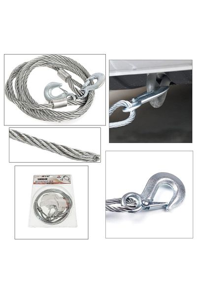 OEM Cablu de remorcare si tractare si manusi,lungime 4 m, grosime 10 mm, cu carlige, sarcina maxima 5T