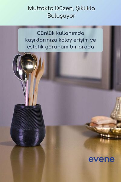 Evene Μπολ Κουτάλια Πάγκου Διακοσμητικό Όρθιο Κουτάλι Κύλινδρος Κουτάλι Μαύρο Χρώμα Μοντέλο 89