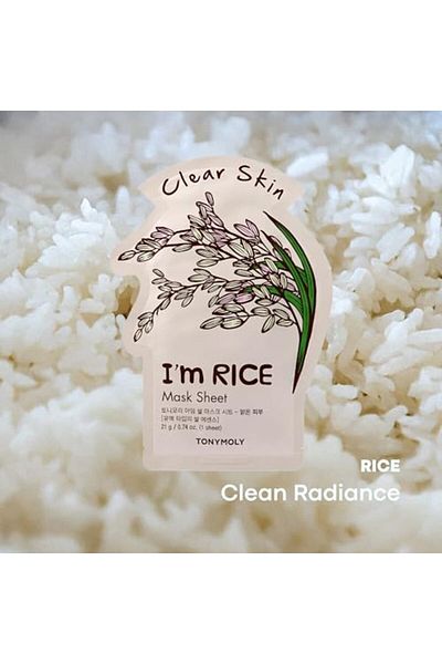 TONYMOLY I'm Real Rice Mask Sheet Clear Skin , 2 Pieces
