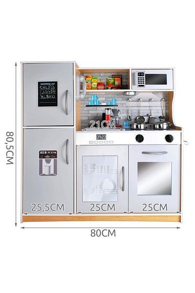 OEM Set bucatarie completa interactiva din lemn pentru copii, inaltime 80 cm, chiuveta, plita, cuptor, d