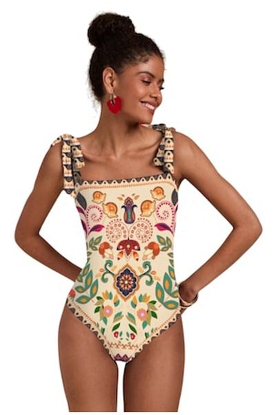 The Casius. Women's One-Piece Swimsuit, Chic Design, Size S, Beige