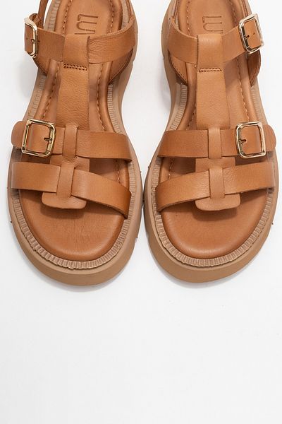 LuviShoes Γυναικεία σανδάλια MELVIN Tan από γνήσιο δέρμα
