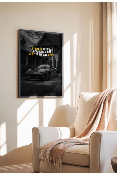 21mxm Frameless Motivational Wall Poster, Supercar Art, "Stop Until Proud" Quote, Fast Mindset 2025