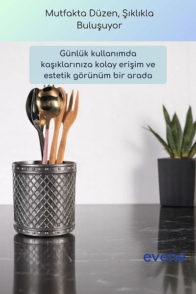 Evene Suport pentru tacâmuri de blat Suport decorativ pentru tacâmuri vertical Cilindru Suport pentru tacâmuri argintiu Culoare antică Model 90
