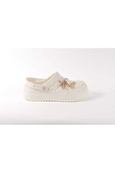 shop Kadın Günlük Bej Krem Cross Terlik Topuklu Tokalı Eva Terlik Ev Hastane ...