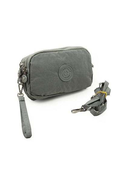 İMAKS Crinkle/Clinkir Waterproof 3 Zippered Shoulder Strap Mobile Phone Carrying Bag Wallet Gray 3031
