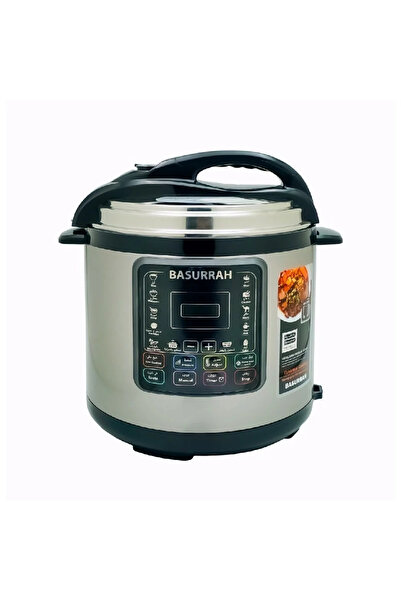 BASURRAH 1000W Electric Pressure Cooker with Stainless Steel Lid 6L