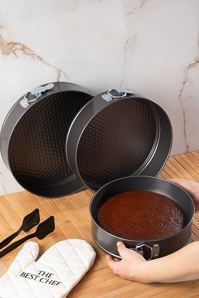 Porsima 912 Set of 3 Fireproof Non-Stick Metal Interlocking Clamp Round Cake Molds