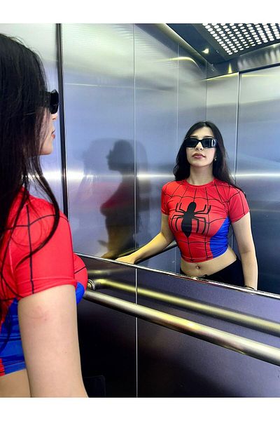 Wisevelya Spider-Man Ultimate Digital Printed Red Crop