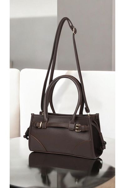 truvalıhelen Women's Shoulder Bag with Buckle on the Front and Zippered on the Sides
