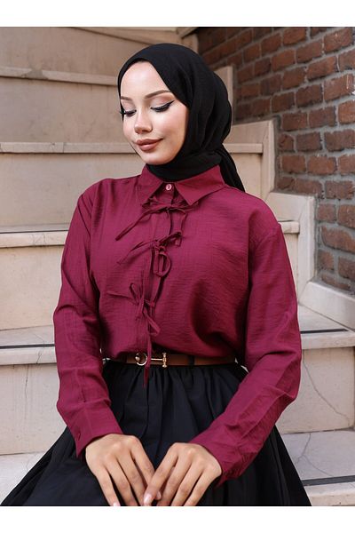 VAV Shirt with Front and Sleeves - Claret Red - Vav