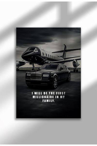 21mxm Frameless Motivational Wall Poster, Supercar Art, "Stop Until Proud" Quote, Fast Mindset 2025