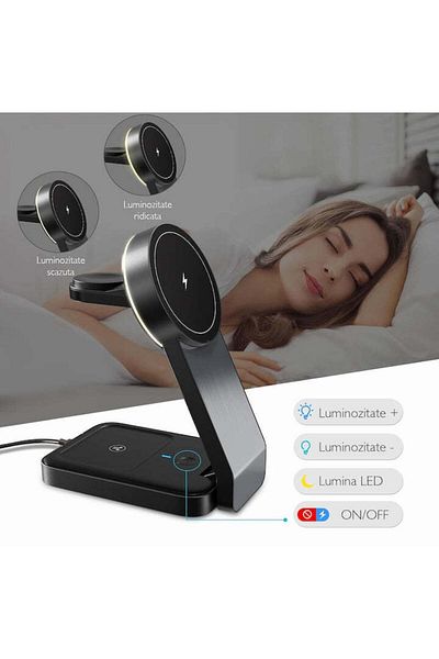Loowoko Stație de încărcare wireless W79 3 în 1
