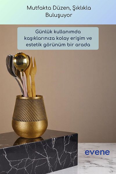 Evene Suport pentru tacâmuri de blat Suport decorativ pentru tacâmuri vertical Cilindru Suport pentru tacâmuri Culoare aurie antică Model 89