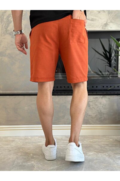 ECARTS Men's Lace-Up Comfortable Fit Linen Shorts Tile Eca006