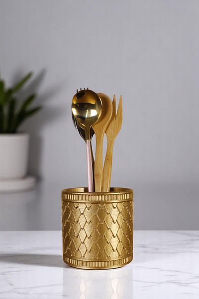 Evene Suport pentru tacâmuri de blat Suport decorativ pentru tacâmuri vertical Cilindru Suport pentru tacâmuri Culoare aurie Model 87