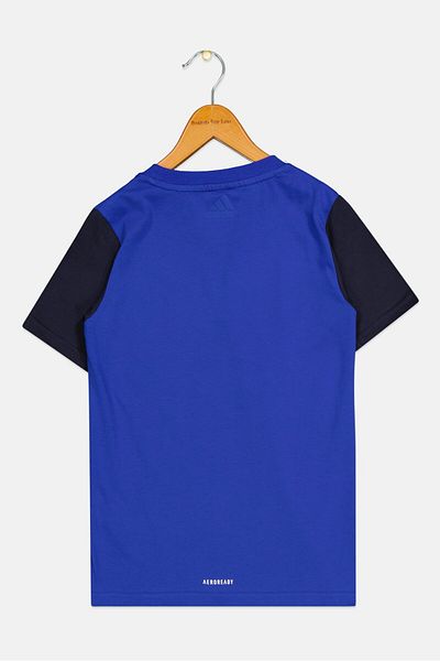 adidas Kids Boy Graphic Print Short Sleeves T-Shirt, Blue/Black