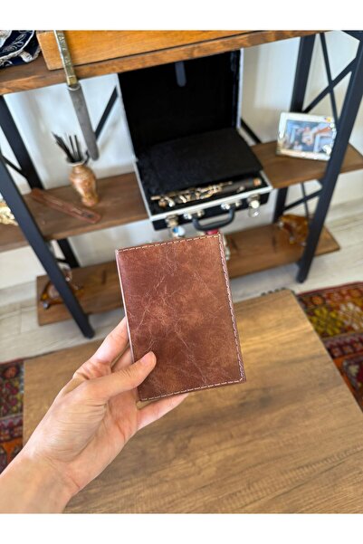 EFE DERİ Efe Leather Coffee Stitched Auto License Case Container Vehicle Lice...