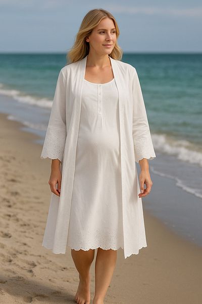 Rossa İntimo 100% Cotton Fisto Fabric Half Sleeve Nightgown Set with Morning Dress – Elegant, Modern and Natural Design