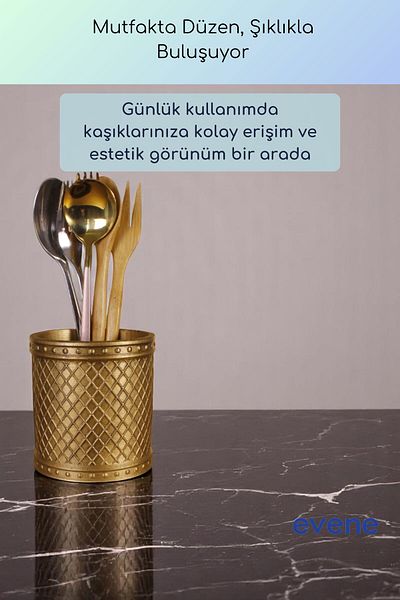 Evene Suport pentru tacâmuri de blat Suport decorativ pentru tacâmuri vertical Cilindru Suport pentru tacâmuri Culoare aurie antică Model 90