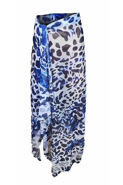 Bolder Curve Mesh Transparent Blue Leopard Pareo