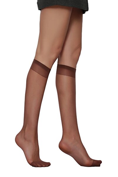 Daymod Kadın Kakao Renk Lady Fity 15 Denye İnce Parlak Dizaltı Pantolon Çorabı 3'lü