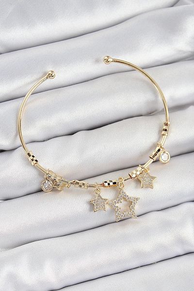 NETWORK ART Bfs Brass Zircon Stone Star Model Gold Color Charm Bracelet