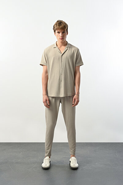 İLKCET MODA Ανδρικό πουκάμισο Oversize Άνετο Υφασμάτινο