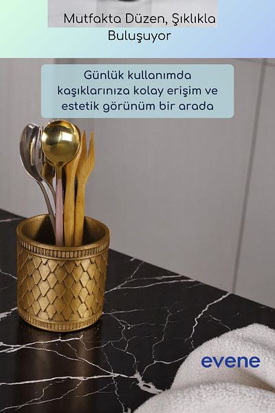 Evene Suport pentru tacâmuri de blat Suport decorativ pentru tacâmuri vertical Cilindru Suport pentru tacâmuri Culoare auriu anticat Model 87