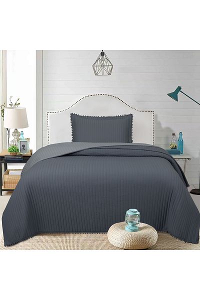 Bella Home Sofia Pompom Single Bedspread Set - 180X240 cm