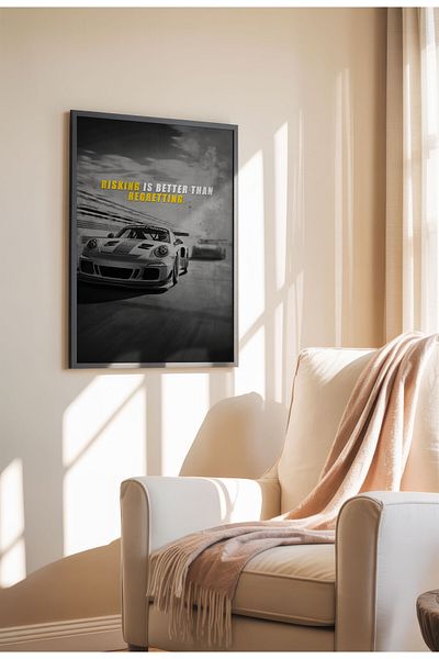 21mxm Motivational Canvas Poster, GT-R Night Drive Art, "Crave Success" Quote, Fuel Your Hustle 2025