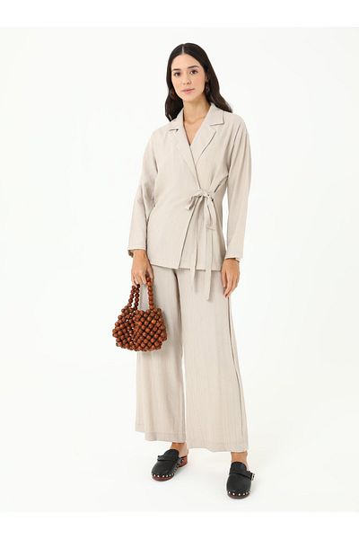 Benin Double Breasted Jacket Trousers Suit - Beige - Benin