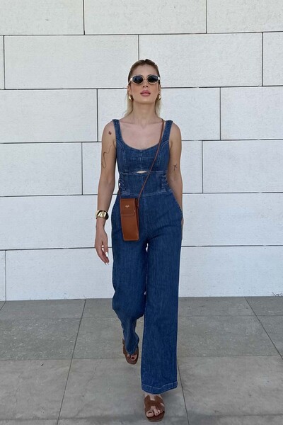 YK FASHION Kalın Askılı Bol Paça Belan Tulum