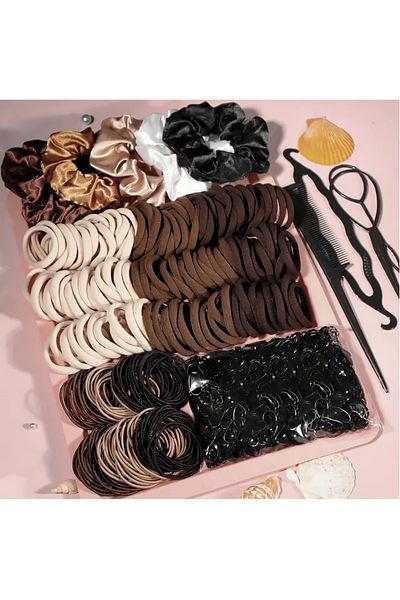 Generic Assorted Hair Ties Set,Elastic Headbands,Ponytail Clips,Bun Makers,Styling&Multiple Hairstyles,1209