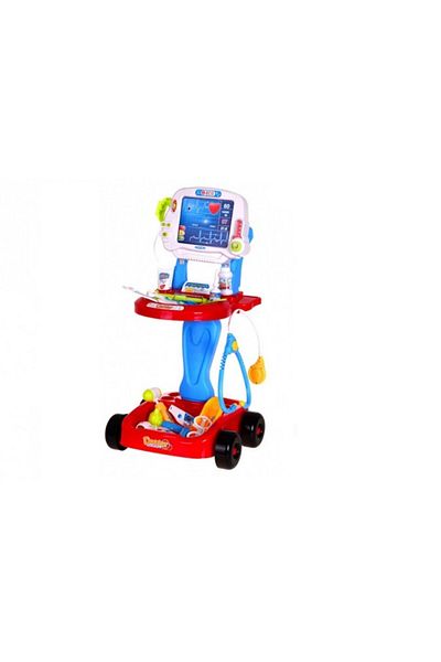 ERIC SHOP Doctor's Stand with ECG monitor and 17 accessories, Blue/Red