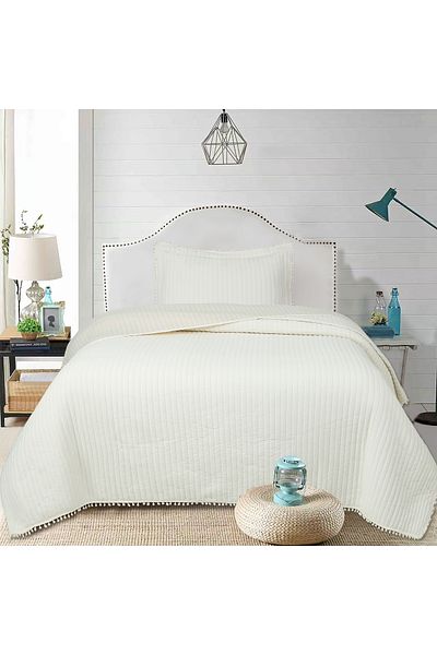 Bella Home Sofia Pompom Single Bedspread Set - 180X240 cm