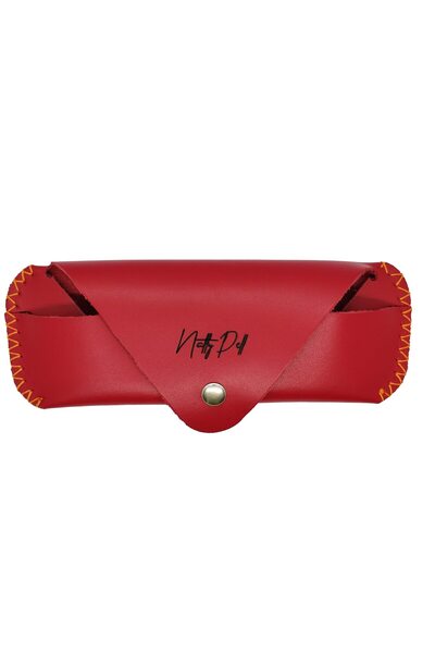 Natty Pell Etui Natty Pell, handmade, red and orange stitching