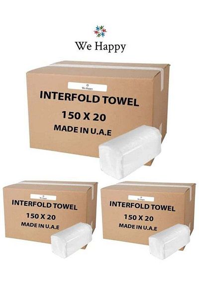 WE HAPPY Best Quality Interfold Tissue Papers Washroom Disposable Hand Towel 9000 PCs