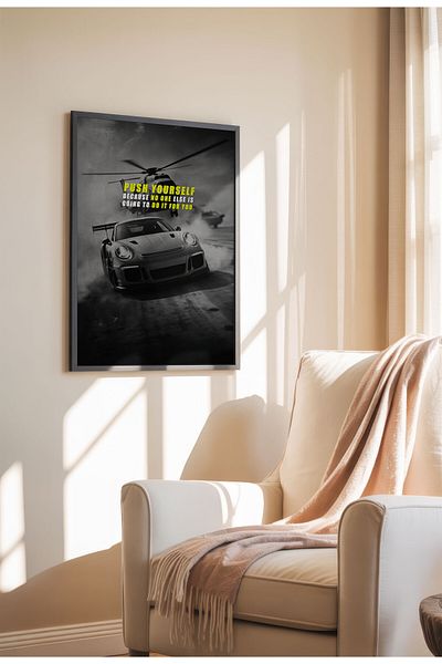 21mxm Motivational Canvas Poster, GT-R Night Drive Art, "Crave Success" Quote, Fuel Your Hustle 2025