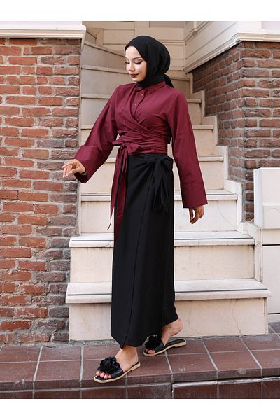 VAV Belden Tie Shirt - Burgundy- Vav