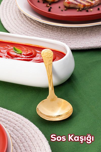 Porsima 5217 Metal Gold Sauce Spoon-Spoon 13cm