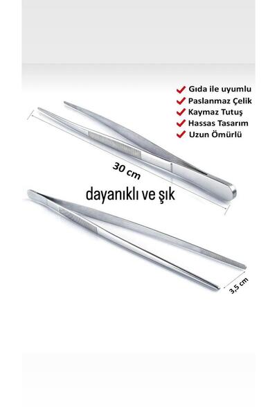 emner mutfak Cımbız Maşa Pişirme Cımbızı Çelik Maşa 30cm | Profesyonel Şef Cımbızı